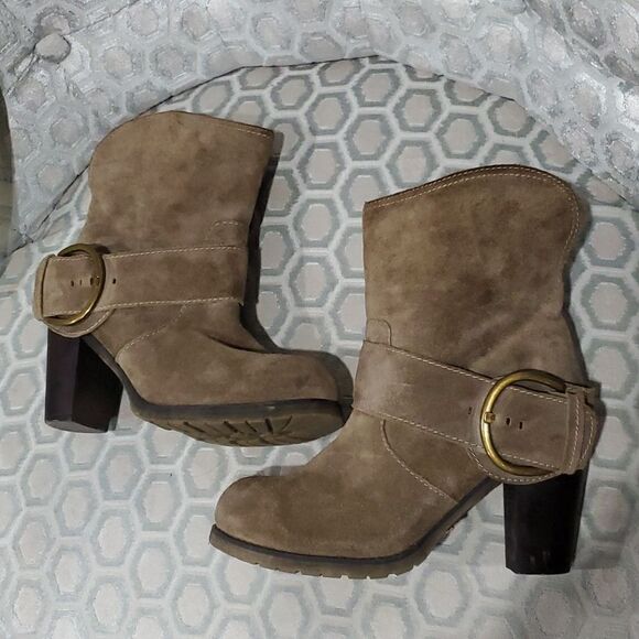 Very Volatile Brown Suede Heeled Boots Size 9 - Picture 5 of 12